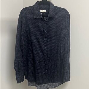Etro Dark Blue Geometric Button Down Shirt